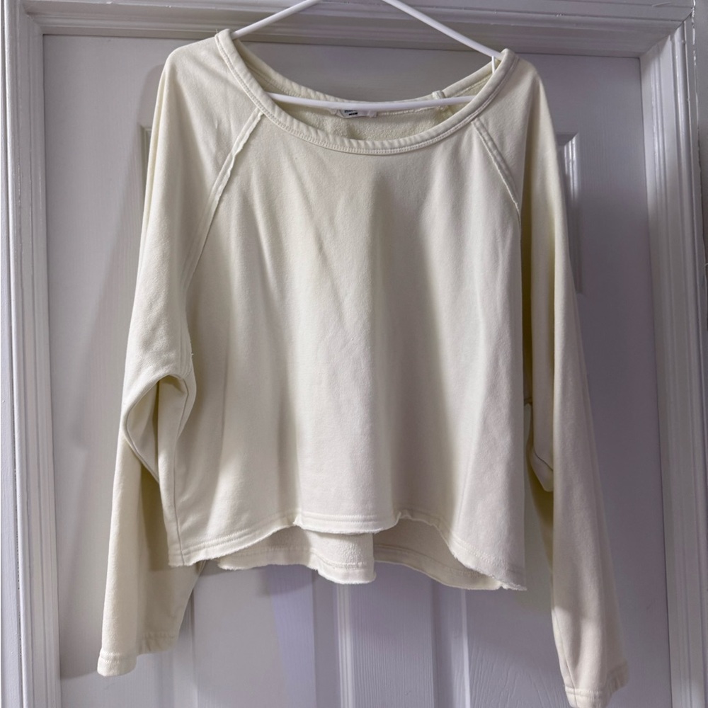 Double Zerio Size Medium Cream Long Sleeve Women's Top